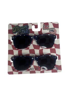 Moon Cake 2 Pack Patriotic Sunglasses USA Stars Stripes Red Blue OS New